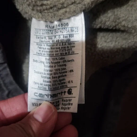 Carhartt Mens Sherpa Lined Duck Canvas Vest V33 GVL XL Gravel Gray Chore - Picture 6 of 8